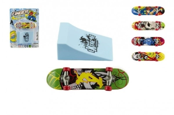 Prstový skateboard s rampou - 10 cm