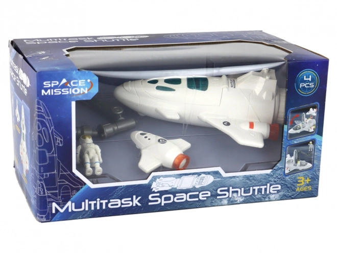 Kosmická mise sada s raketou a kosmonautem