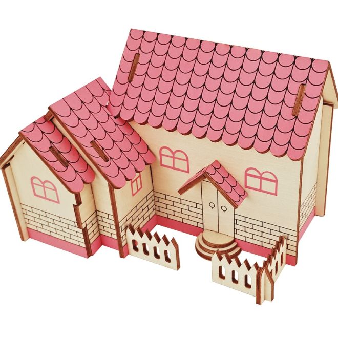 Woodcraft Dřevěné 3D puzzle Fialový dům