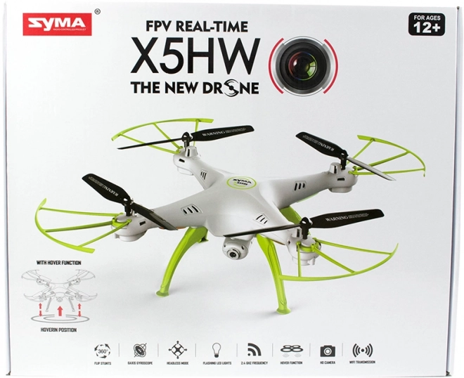 Syma X5HW 2,4GHz RC dron Wi-Fi kamera bílá