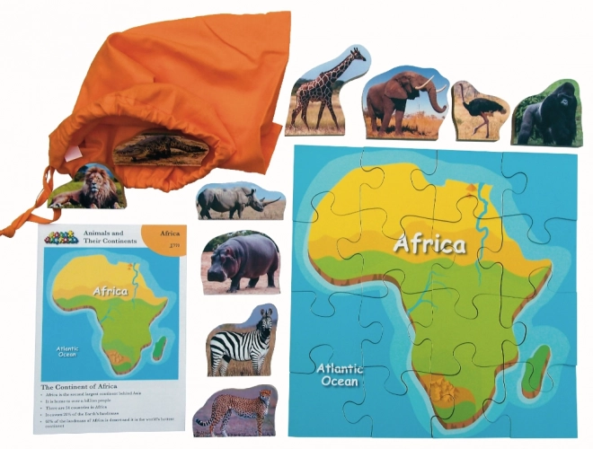 Just Jigsaws 770 Afrika a její zvířata - dřevěné puzzle 16 dílů a 10 zvířat