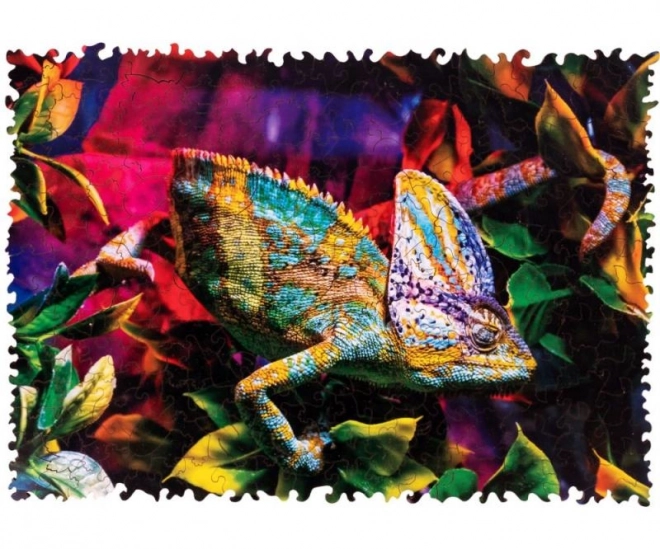 DŘEVĚNÉ BAREVNÉ PUZZLE - Úžasný chameleon