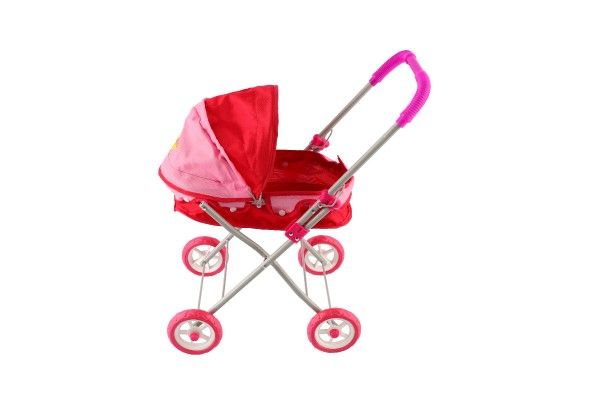 Hluboký červeno-růžový kočárek s motivem medvídka pro miminka