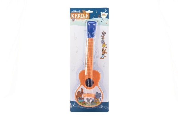 Ukulele/kytara plast 40cm s trsátkem Zvířátka a jejich kapela 2 barvy na kartě