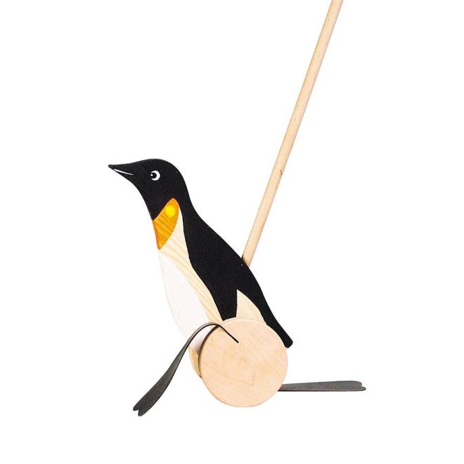 Tučňák na klacku - dřevěná hračka Goki