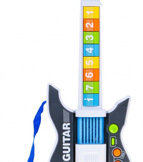 Barevná elektrická kytara pro děti 3+ Hudební nástroj + zvuky Světla