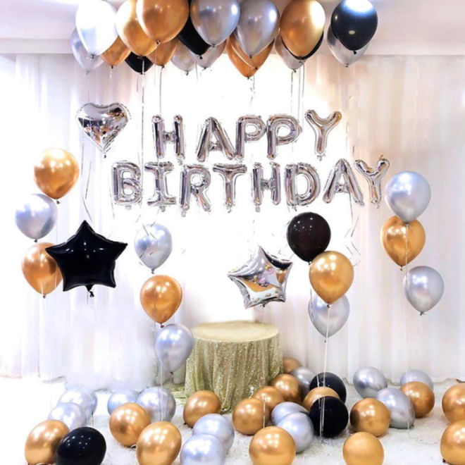 Stříbrná a zlatá sada narozeninových balónků - 86 kusů