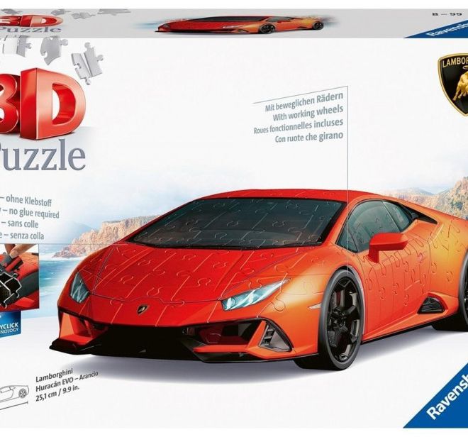 Puzzle 108 dílků 3D Vozidla Lamborghini Huracan Evo Arancio