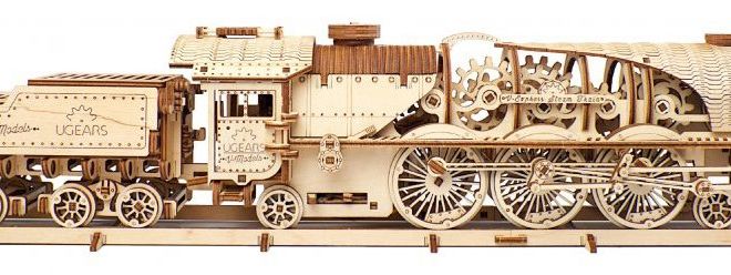 Ugears 3D puzzle - Lokomotiva V-express s vagónem 538 dílků