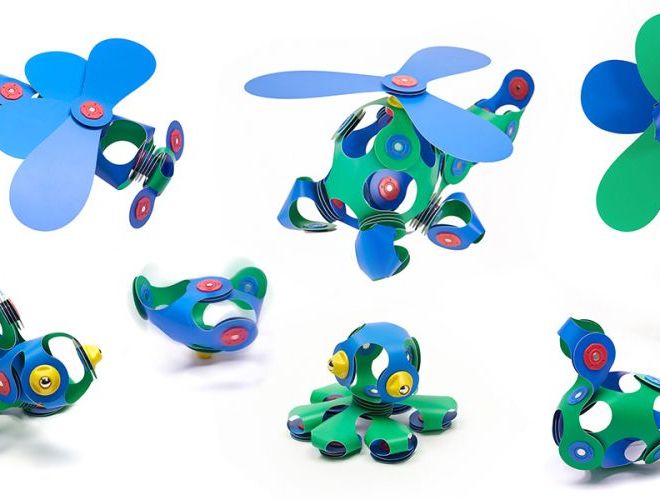 Magnetické bloky Clixo Crew pack, zelená a modrá