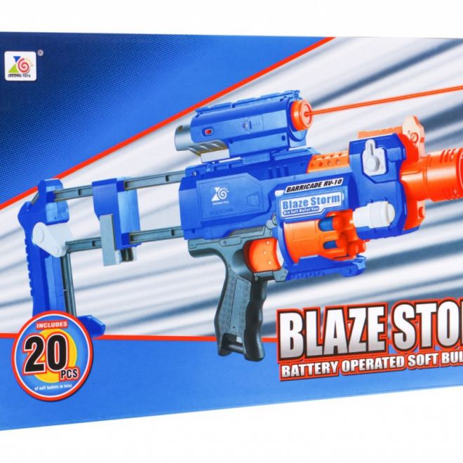 Děti 8+ Pušky Blaze Storm + 20 pěnových nábojů + Laserový zaměřovač + Flaška