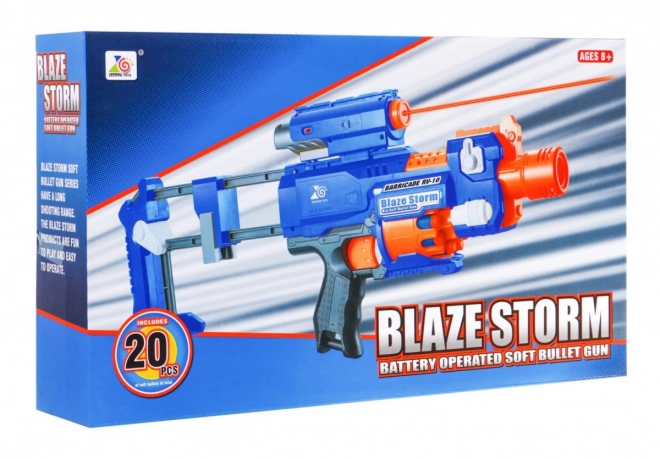 Děti 8+ Pušky Blaze Storm + 20 pěnových nábojů + Laserový zaměřovač + Flaška