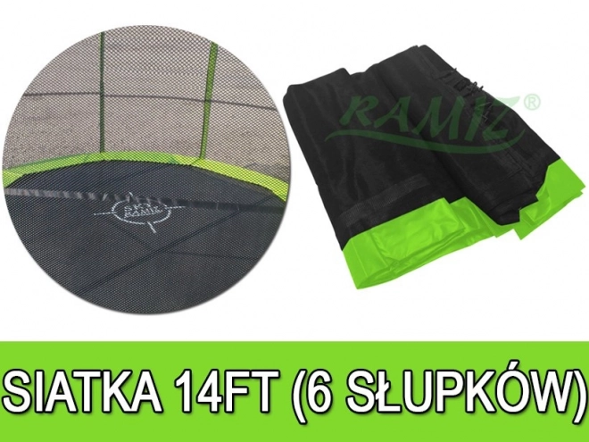 SkyRamiz Zelená bezpečnostní síť pro zahradní trampolínu 427 cm/14FT 6 sloupkových tunelů