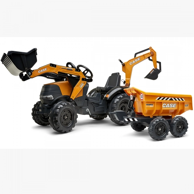 Dětský traktor s rypadlem Case IH a přívěsem