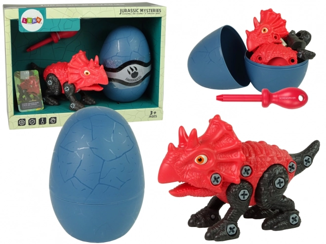 Dinosauří sada Triceratops s vajíčkem DIY šroubovák