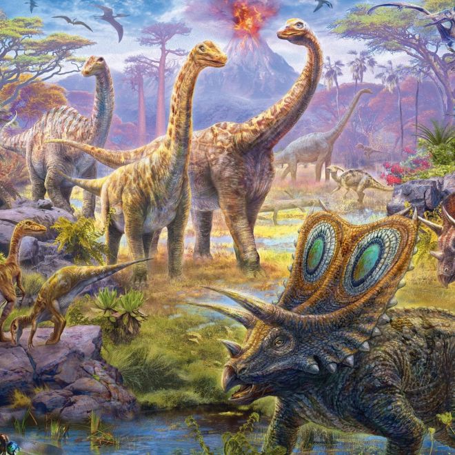 SCHMIDT Puzzle Dinosauři 4v1 v plechovém kufříku (60,60,100,100 dílků)