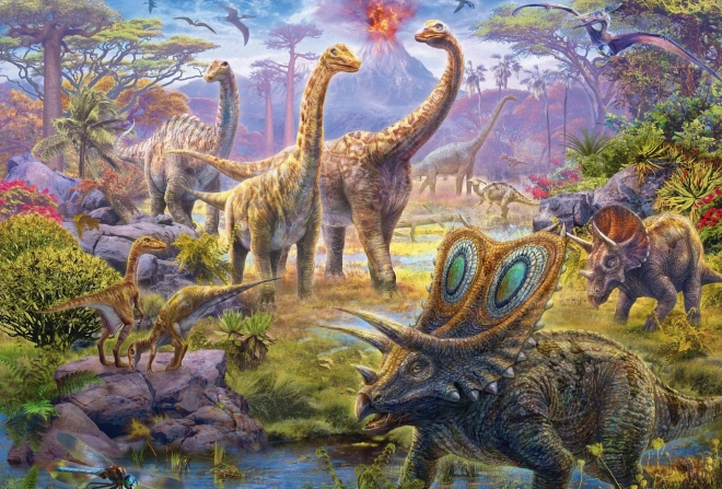 SCHMIDT Puzzle Dinosauři 4v1 v plechovém kufříku (60,60,100,100 dílků)