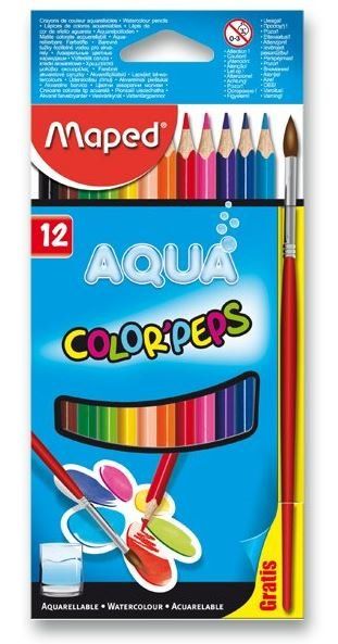 MAPED Trojhranné pastelky Aqua Color'Peps 12ks + štětec