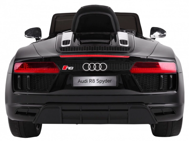 Audi R8 Spyder Baterie černá + Dálkové ovládání + EVA + Pomalý start + Rádio MP3 + LED dioda