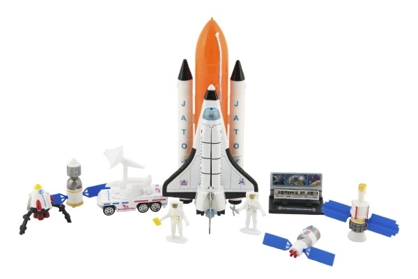Sada vesmír kov/plast s raketoplánem na baterie se světlem se zvukem v krabici 22x27x12cm