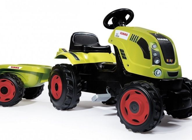 Šlapací traktor CLAAS zelený s vozíkem