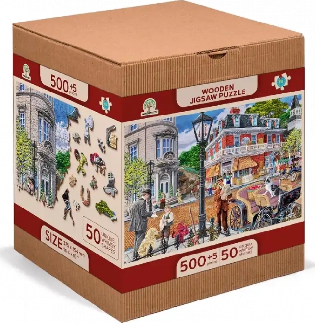 WOODEN CITY Dřevěné puzzle Hlavní ulice 2v1, 505 dílků EKO