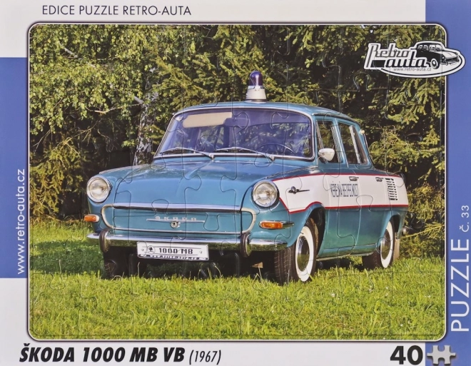 RETRO-AUTA Puzzle č.33 Škoda 1000 MB VB (1967) 40 dílků