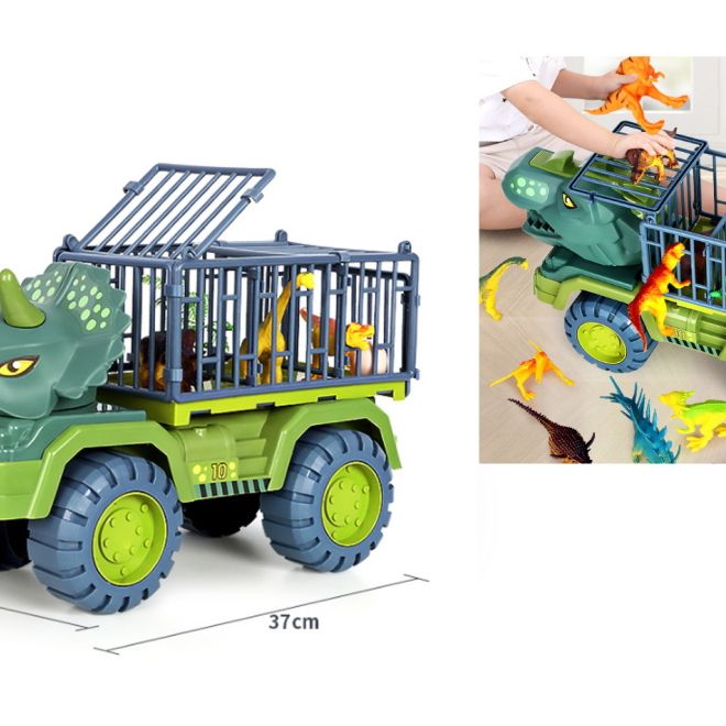 Truck auto Tyrannosaurus s klecí na převoz dinosaurů