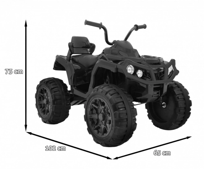 Čtyřkolka ATV 2,4GHz na baterie pro děti černá + dálkové ovládání + EVA kola + rádio MP3 + pomalý start