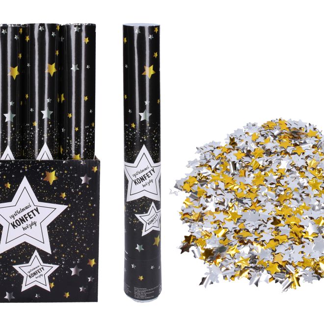Párty konfety vystřelovací Hvězdy 40 cm
