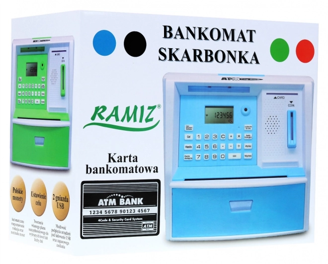 Bankomat Money Box s kartou pro děti 3+ černý Interaktivní funkce + režim spoření