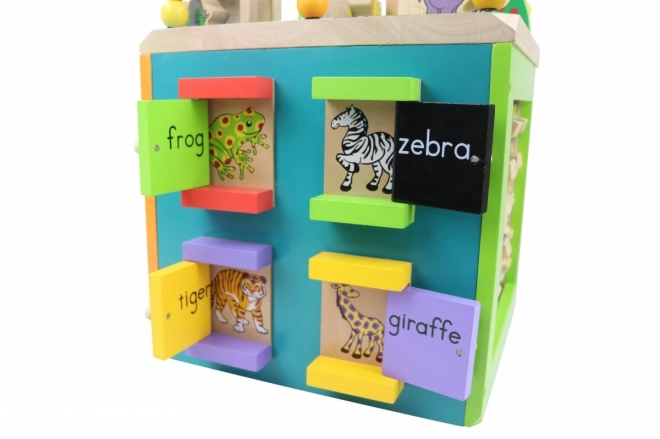 Vzdělávací dřevěná kostka velká Zoo zvířata