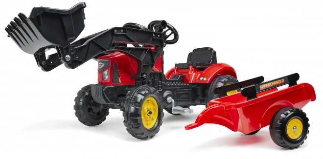 FALK Traktor šlapací 2030M Red Supercharger pedal charger s vlečkou