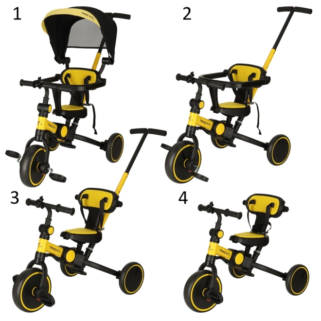 Tříkolka TRIKE FIX V4 se stříškou – Žlutočerná