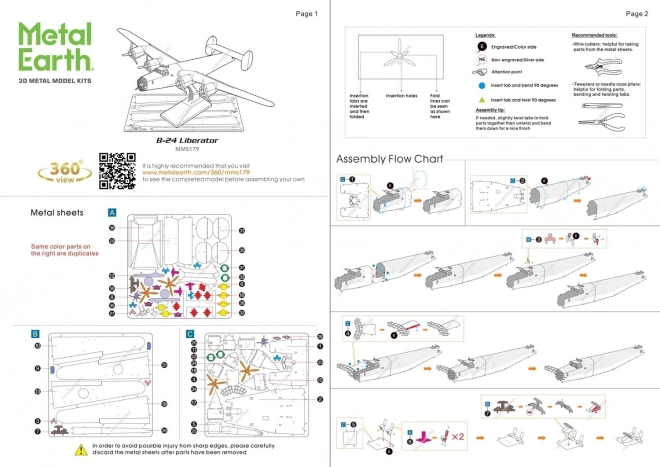 METAL EARTH 3D puzzle B-24 Liberator