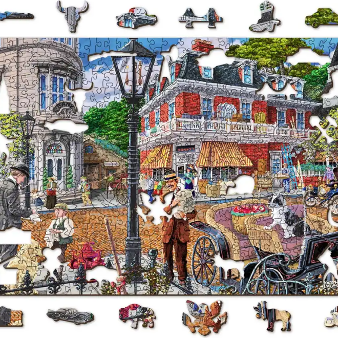 WOODEN CITY Dřevěné puzzle Hlavní ulice 2v1, 505 dílků EKO