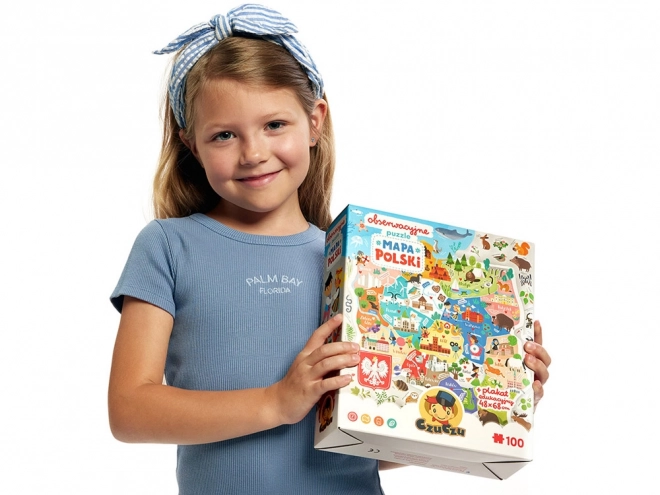 Pozorovací puzzle - Mapa Polska 100 prvků
