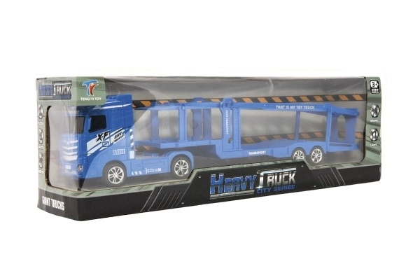 Auto kamion přepravník plast 35cm na setrvačník na baterie se světlem se zvukem v krabici 40x13x9cm