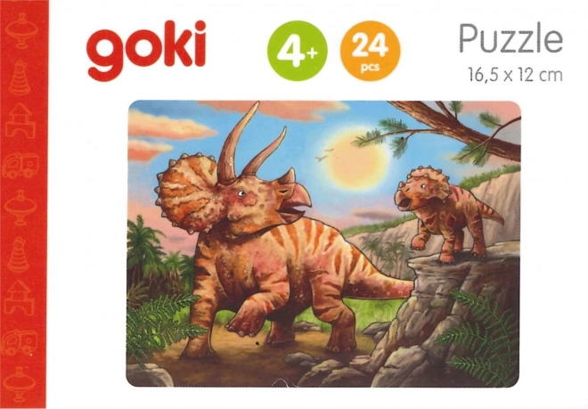 GOKI Dřevěné puzzle Dinosauři: Triceratops 24 dílků