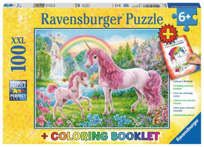 RAVENSBURGER Puzzle Magičtí jednorožci XXL 100 dílků + omalovánky