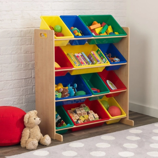 KidKraft Barevná polička s úložnými boxy