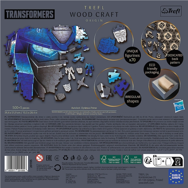 TREFL Wood Craft Origin puzzle Transformers: Optimus Prime 505 dílků