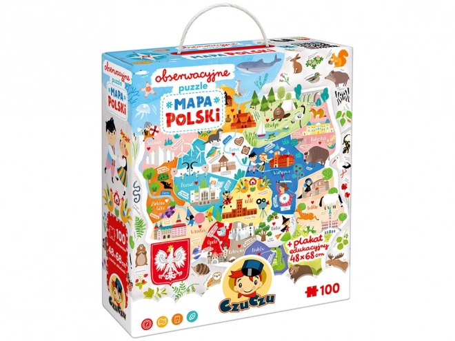 Pozorovací puzzle - Mapa Polska 100 prvků