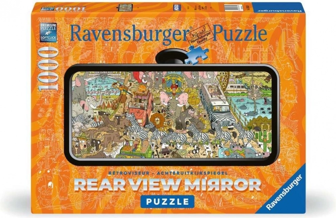 RAVENSBURGER Puzzle Pohled do zpětného zrcátka: Safari 1000 dílků