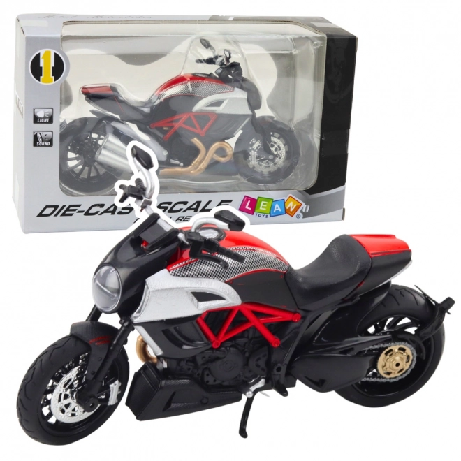 Sportovní kovový motocykl se světly a zvuky
