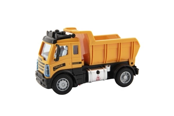 Auto RC nákladní sklápěčka plast 12cm 27MHz na dálk.ovl. na baterie se světlem v krab. 16x18x8cm