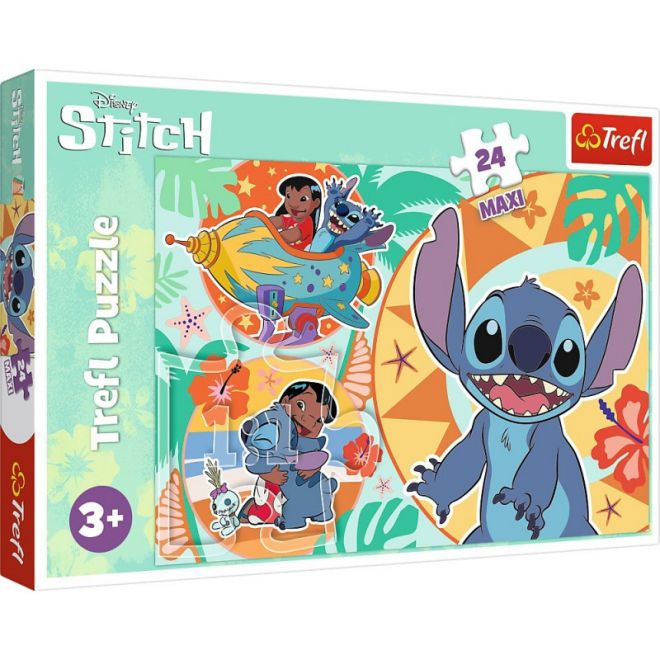 24 dílků Maxi puzzle Veselý den s Lilo a Stitchem