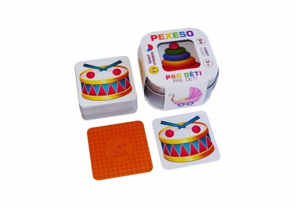 Pexeso Pro děti 64 karet v plechové krabičce 6x6x4cm Hmaťák