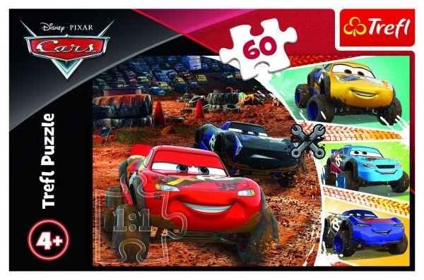 Puzzle Disney Cars 3/McQueen s přáteli 33x22cm 60 dílků v krabici 21x14x4cm
