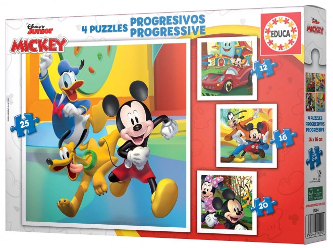 EDUCA Puzzle Mickey a přátelé 4v1 (12,16,20,25 dílků)